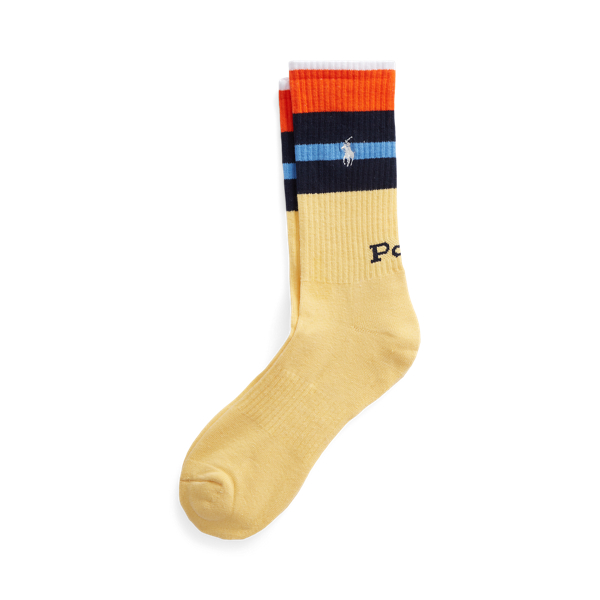 Striped-Cuff Cotton-Blend Crew Socks