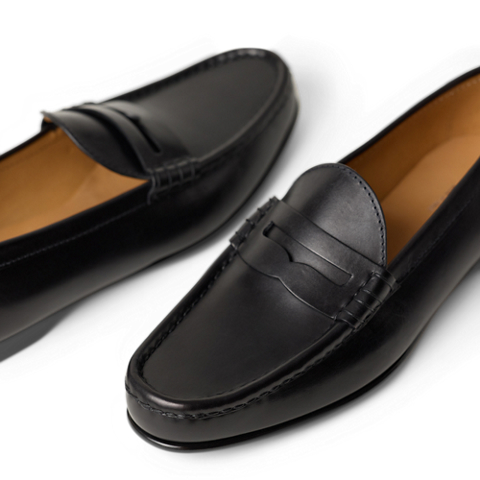 Мужские туфли Ralph Lauren Chalmers Burnished Calfskin Penny Loafer, цвет: Чёрный