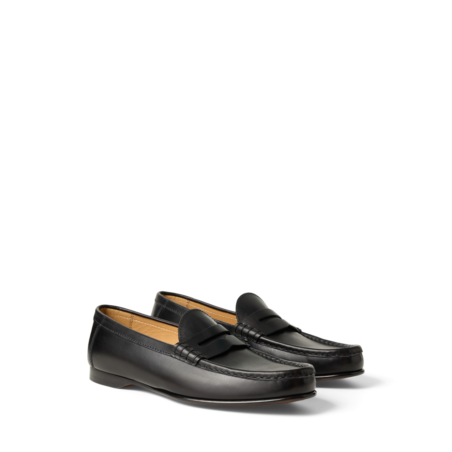 Мужские туфли Ralph Lauren Chalmers Burnished Calfskin Penny Loafer, цвет: Чёрный — фото 2