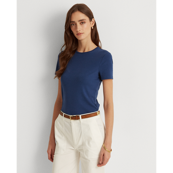 Indigo Sail Stretch Cotton T-Shirt Lauren 1