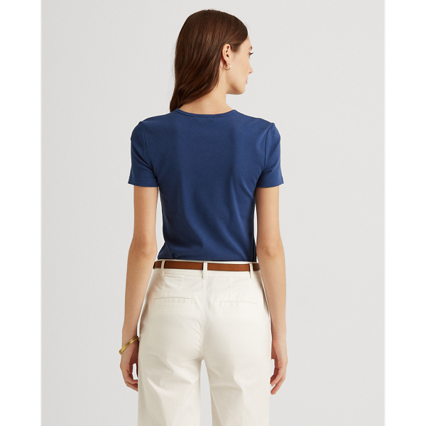 Indigo Sail Stretch Cotton T-Shirt Lauren 5