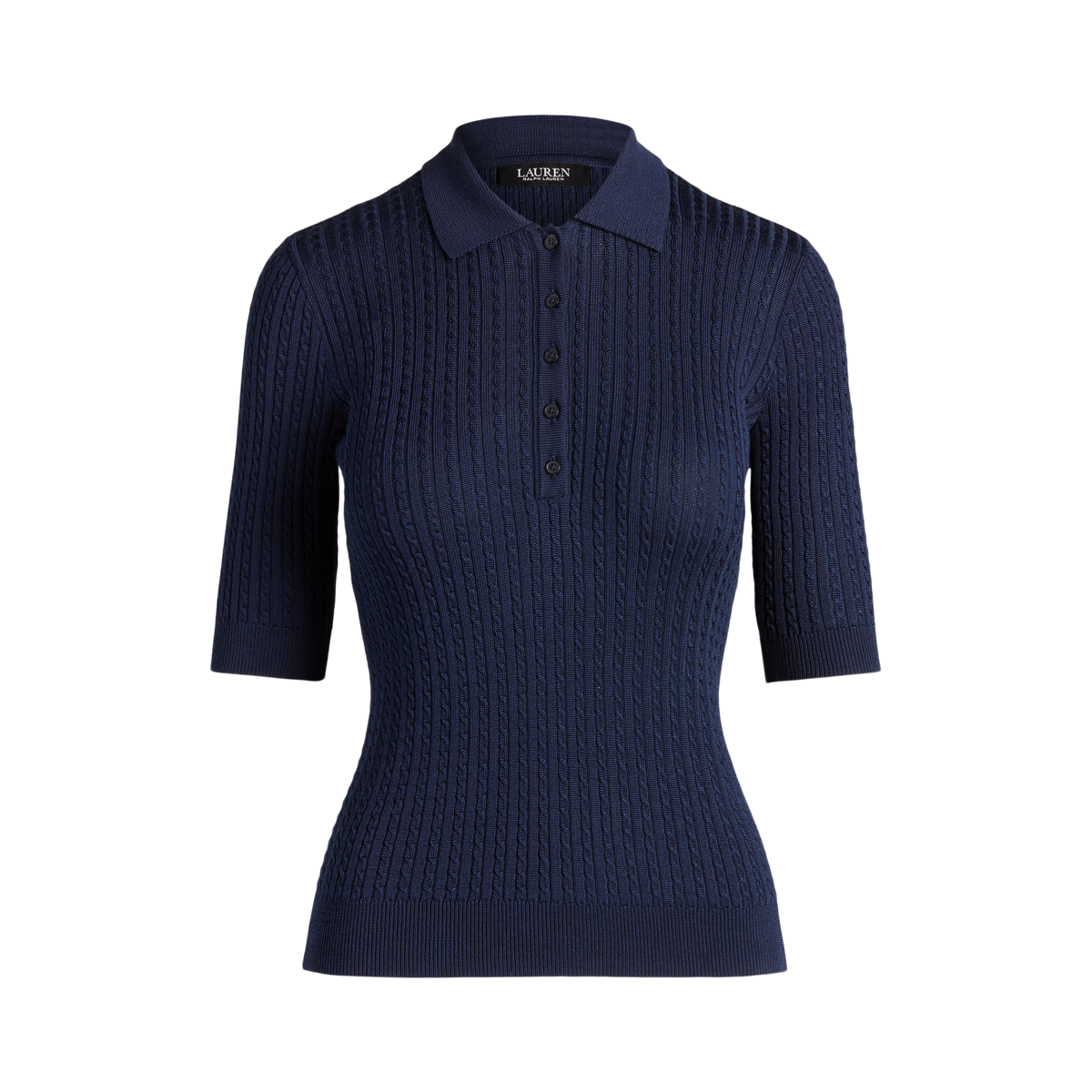 (取寄) ローレン ラルフローレン レディース ケーブルニット コットン ポロ セーター Lauren Ralph Lauren women Cable-Knit Cotton Polo Sweater Lauren Navy Cable-Knit Cotton Polo Sweater