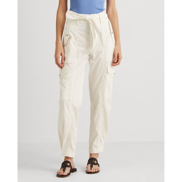 White Micro-Sanded Twill Cargo Pant Lauren 4
