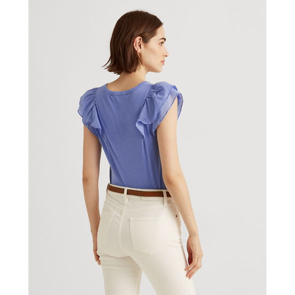 Blue Loch Stretch Ruffle-Sleeve Tee Lauren 5