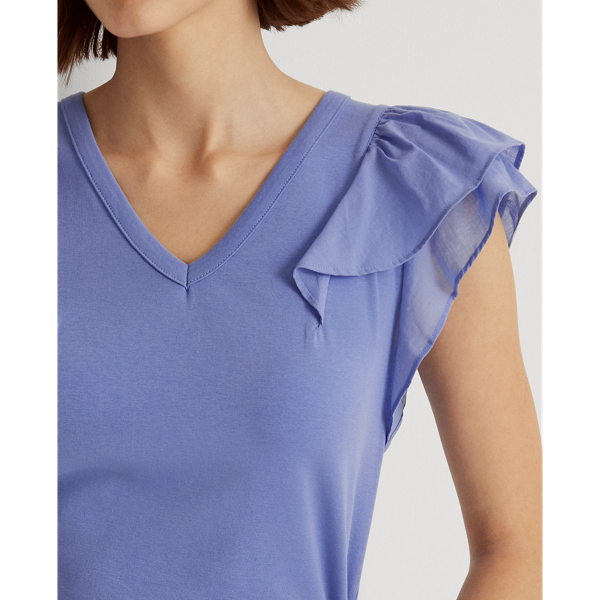 Blue Loch Stretch Ruffle-Sleeve Tee Lauren 6