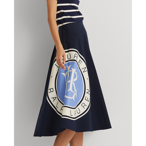 Logo Cotton Canvas A-Line Skirt