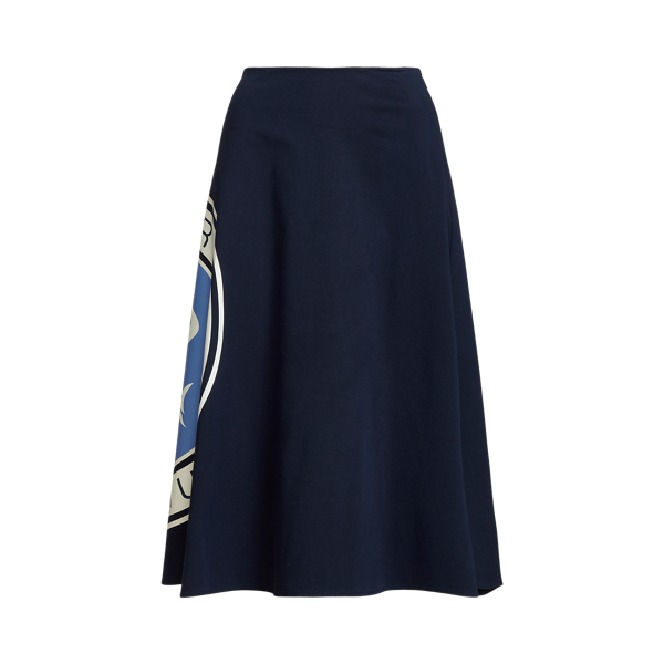 Logo Cotton Canvas A-Line Skirt