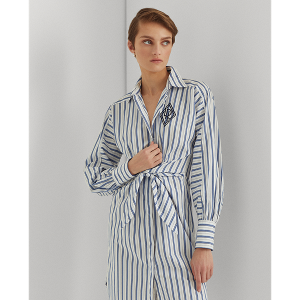Blue/White Striped Cotton Broadcloth Shirtdress Lauren 4