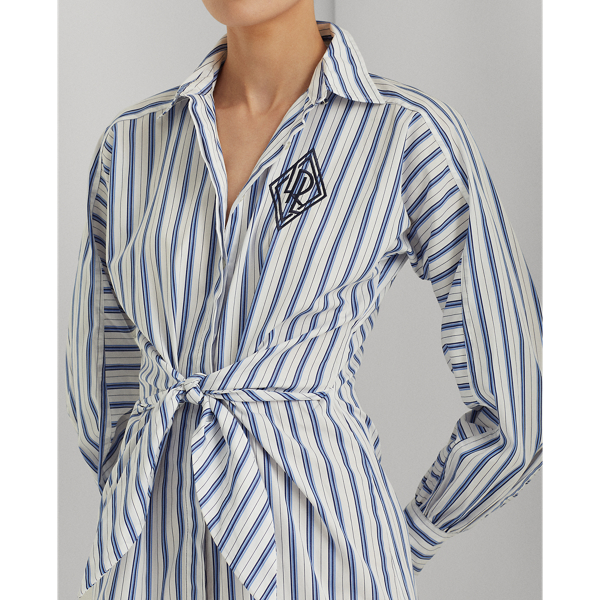 Blue/White Striped Cotton Broadcloth Shirtdress Lauren 6