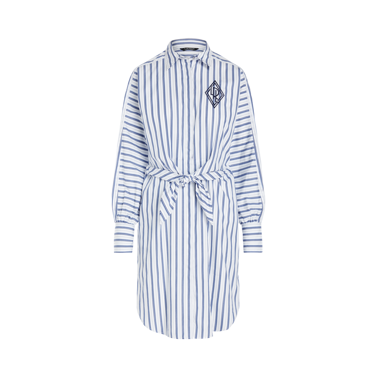 Striped Cotton Broadcloth Shirtdress