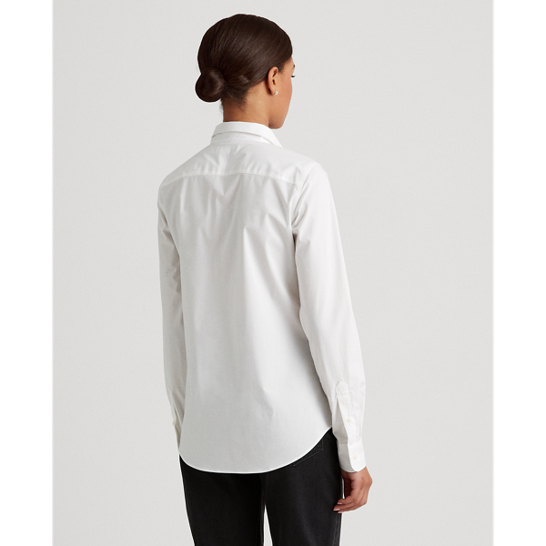 White Easy Care Cotton Broadcloth Shirt Lauren 5