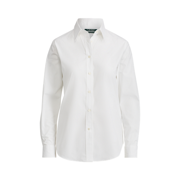 White Easy Care Cotton Broadcloth Shirt Lauren 2