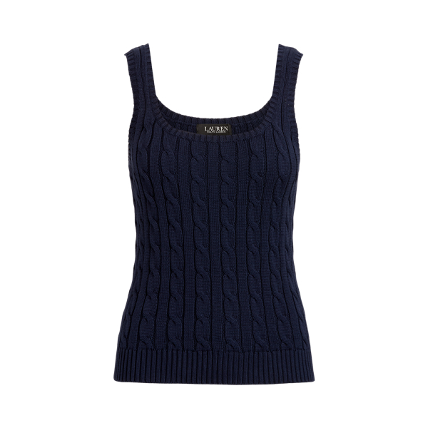 Refined Navy Cable-Knit Sleeveless Sweater Lauren 2