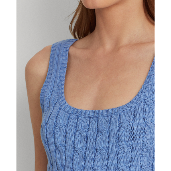 Blue Loch Cable-Knit Sleeveless Sweater Lauren 6