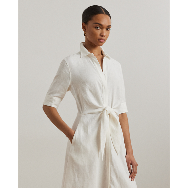 Tie-Front Linen Shirtdress