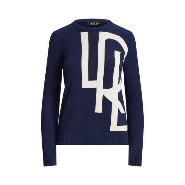 Pull &agrave; logo en coton m&eacute;lang&eacute; Lauren Petite en 1