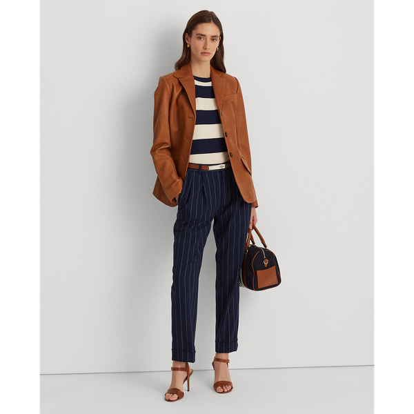 Cuoio Lambskin Blazer Lauren Petite 4