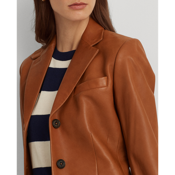 Cuoio Lambskin Blazer Lauren Petite 6