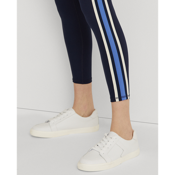 Refined Navy Striped Stretch Jersey Cropped Legging Lauren Petite 6