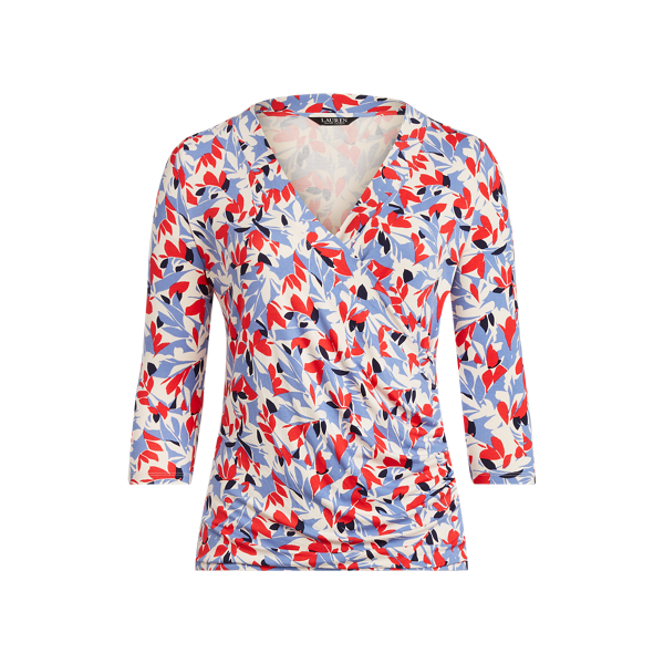 Floral Surplice Jersey Top Lauren Woman 1