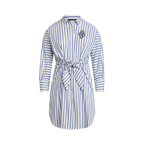 Robe-chemise en popeline de coton ray&eacute;e