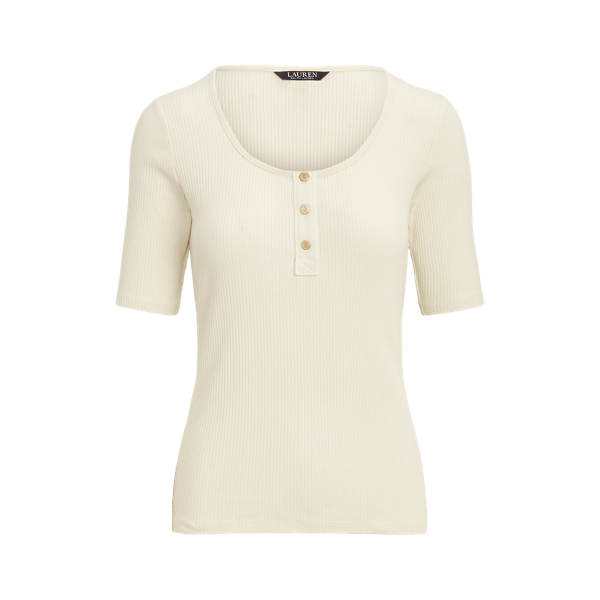 Elbow-Sleeve Henley Top Lauren 1
