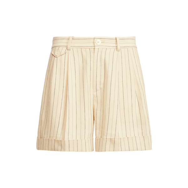 Striped Pleated Linen-Blend Short Lauren 1