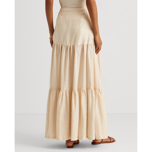 Mascarpone Cream Linen Maxi Skirt Lauren 4
