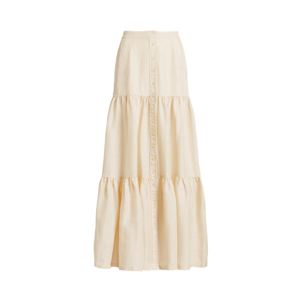 Mascarpone Cream Linen Maxi Skirt Lauren 2