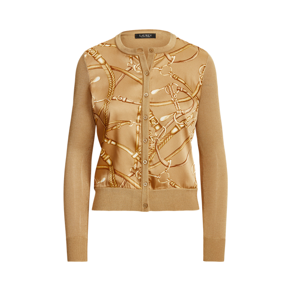 Equestrian-Print Cardigan Sweater Lauren 1