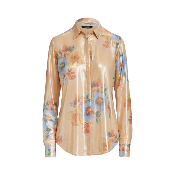 Gebloemd metallic georgette overhemd Lauren in 1