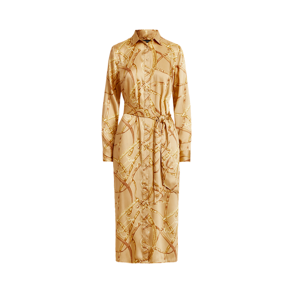 Equestrian-Print Twill Shirtdress