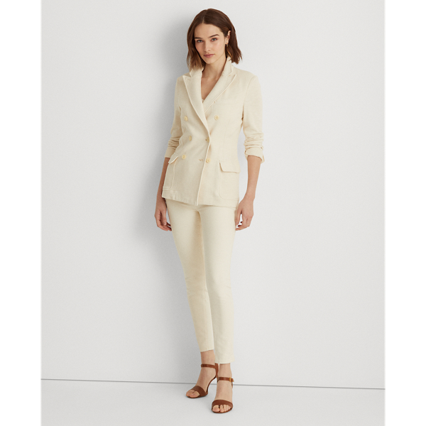 Mascarpone Cream Double-Breasted French Terry Blazer Lauren Petite 4
