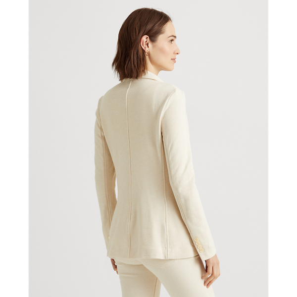 Mascarpone Cream Double-Breasted French Terry Blazer Lauren Petite 5