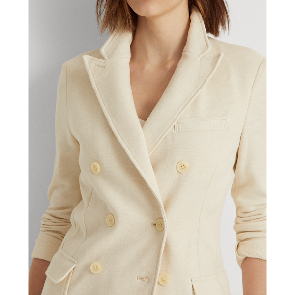 Mascarpone Cream Double-Breasted French Terry Blazer Lauren Petite 6
