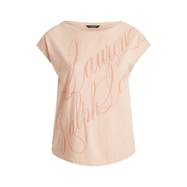 Script-Logo Cotton-Blend T-Shirt Lauren Woman 1