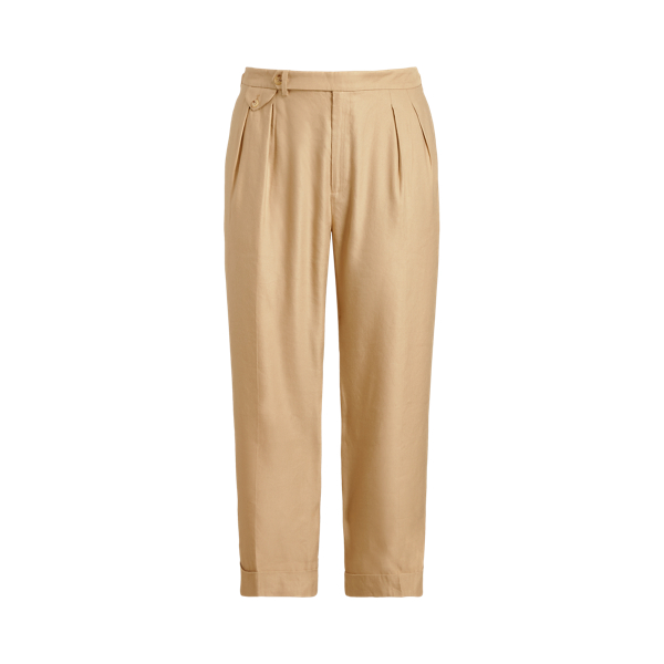 Linen Twill Pleated Trousers Lauren Woman 1