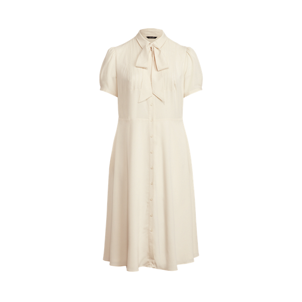 Crepe Tie-Neck Dress Lauren Woman 1