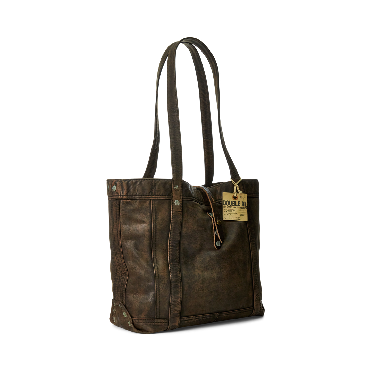 Мужская сумка Ralph Lauren Leather Tote, цвет: Чёрный коричневый — фото 1
