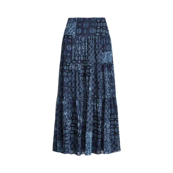 Geo-Print Crinkle Georgette Skirt Lauren 1