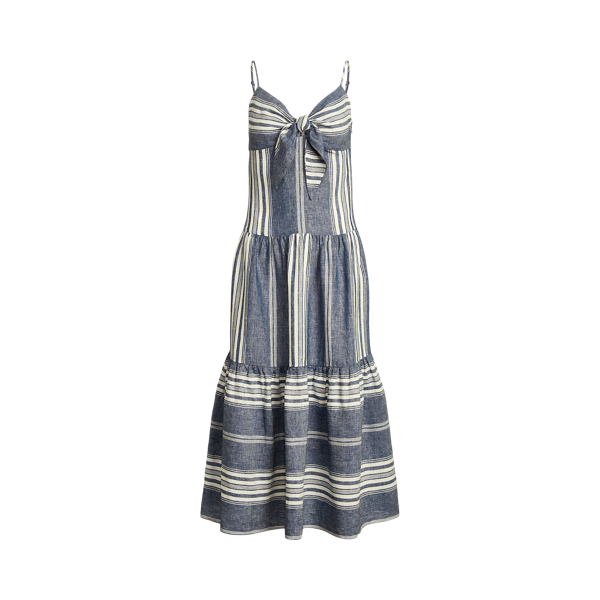 Striped Linen Sleeveless Dress Lauren 1