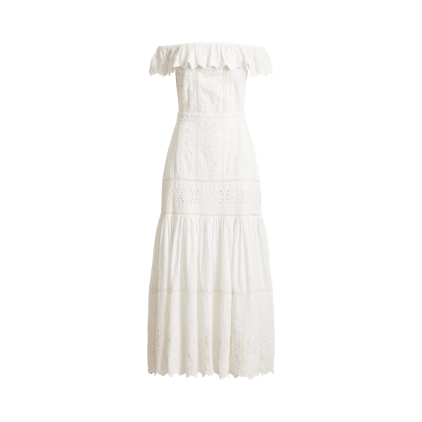 Eyelet Off-The-Shoulder Cotton Dress Lauren 1