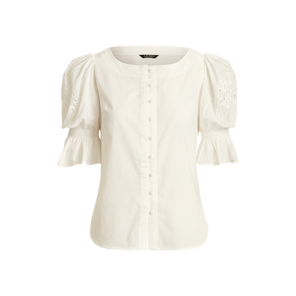 Poplin Puff-Sleeve Shirt Lauren 1