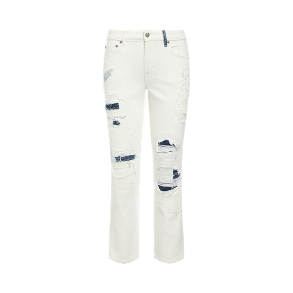 Distressed Mid-Rise Straight Ankle Jean Lauren 1
