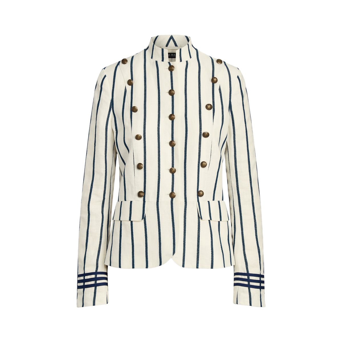 Ralph deals Lauren Linen Blazer Blue White Stripes Size 8