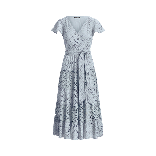 Robe mi-longue coton &agrave; broderie anglaise Lauren en 1