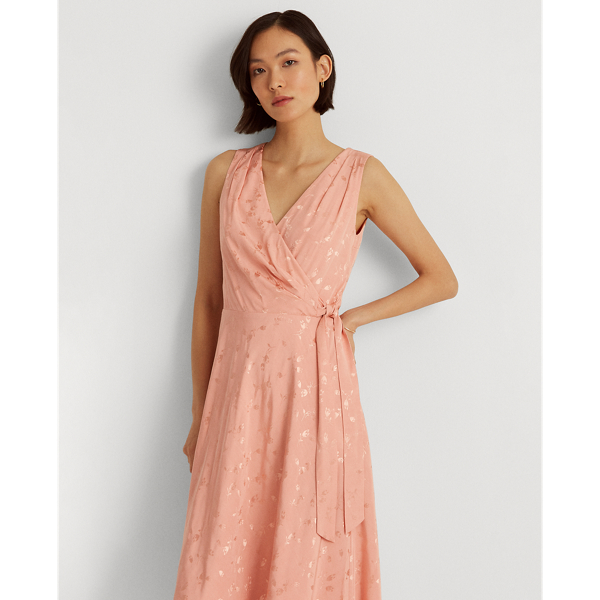 Robe sans manches fleurie en jacquard Lauren Petite en Sable rose 4