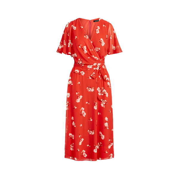 Floral Crinkled Georgette Dress Lauren Petite 1