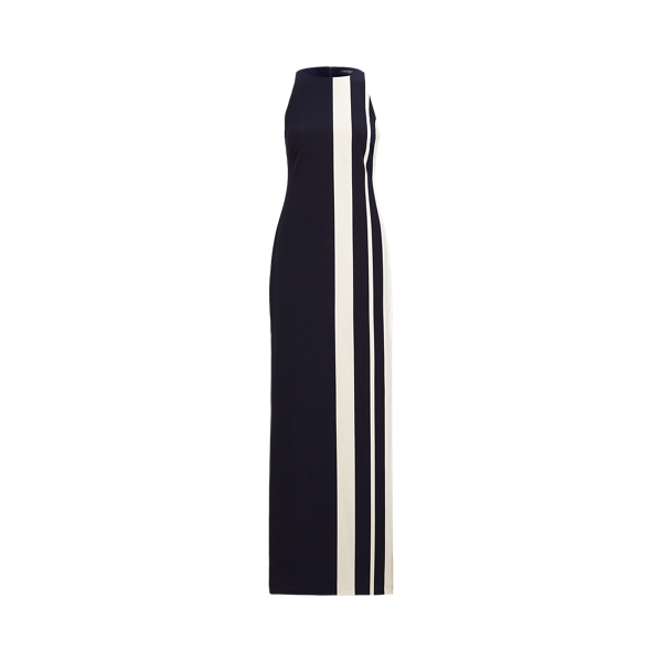 Striped Crepe Sleeveless Gown Lauren 1