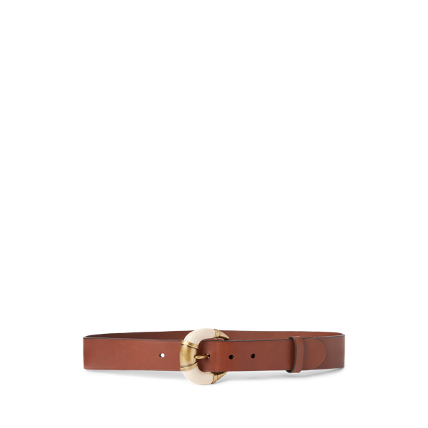 Resin-Buckle Leather Belt Lauren 1